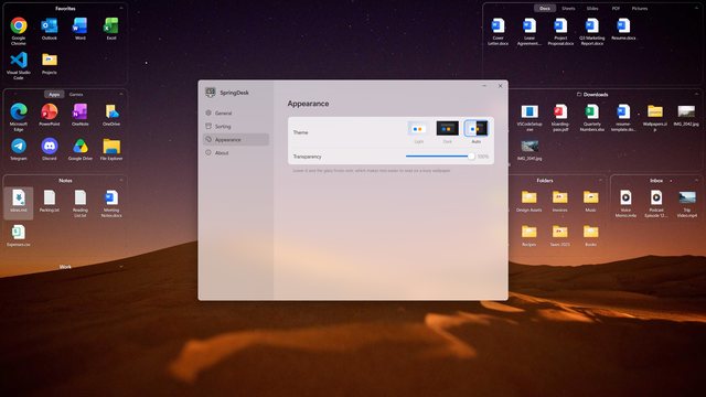 Appearance settings